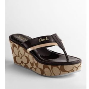 NWOT-Coach Jody Crinkle Wedge flip flops