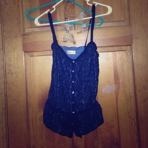 Lace Navy Blue Tank