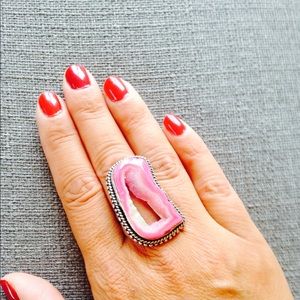 Pink Druzy Stone ring