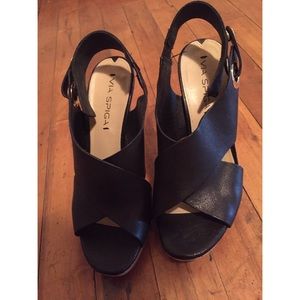 Via Spiga black leather pumps