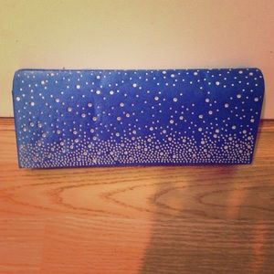 Royal blue rhinestoned clutch