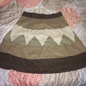 Brown/tan/olive skirt with gold embellishments