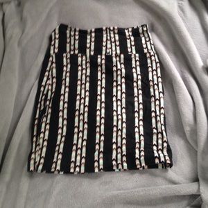 Black and Multicolored Pencil Skirt