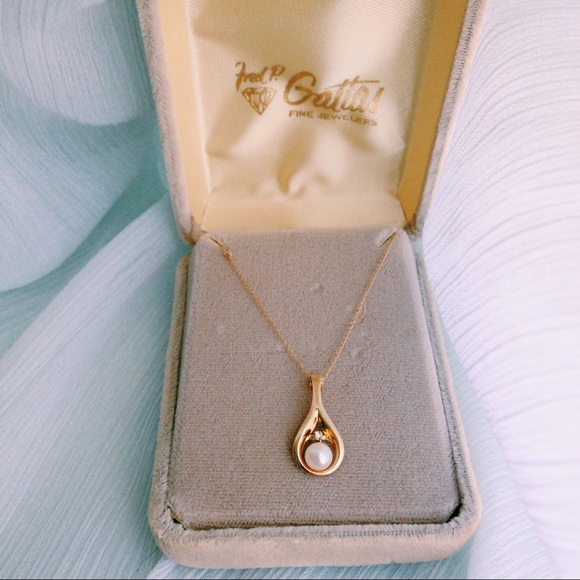 Vintage Real Pearl & Diamond Pendant