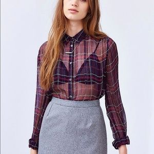Urban Outfitters Crinkle Chiffon Slim Shirt