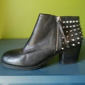 Black leather ankle boots