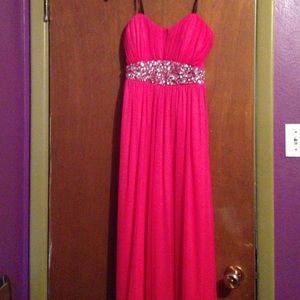 Long pink sparkle prom dress