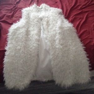 White fur cover up sleeve less