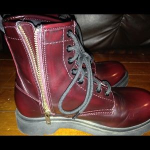 Mossimo Burgundy Combat Boots Size 6.5