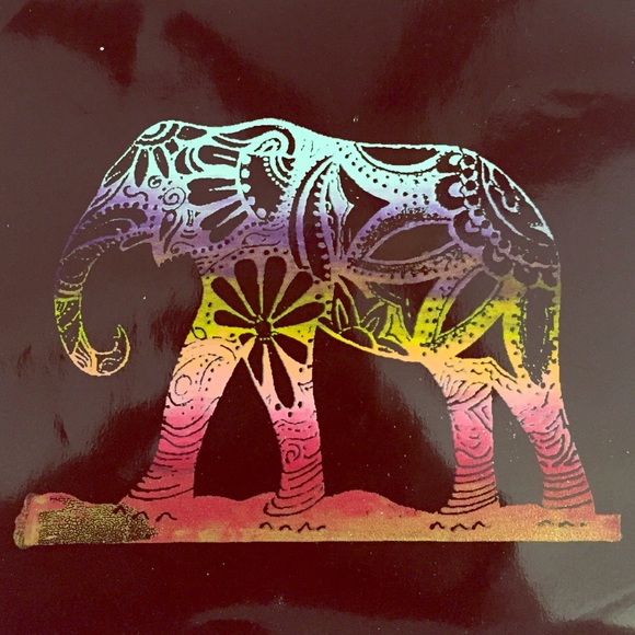 Black colorful hippie elephant sticker