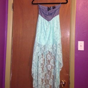 Mint green high/low lace dress