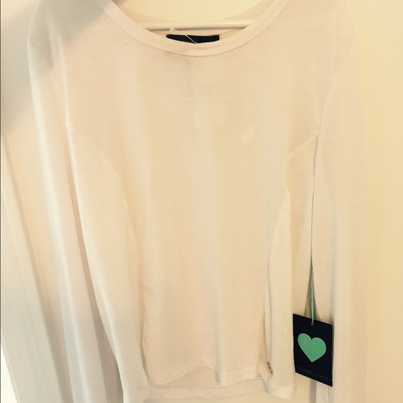 Kendall and Kylie White Long Sleeve Crop Top