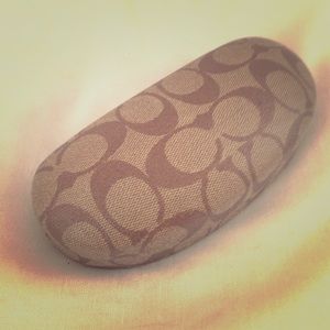 Tan/brown Coach glasses case