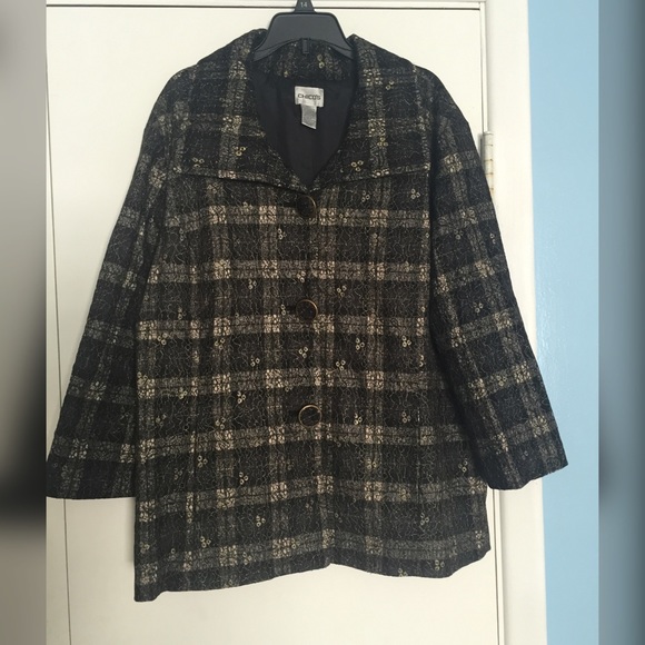 Chico's Beautiful Black and Gold and taupe blazer