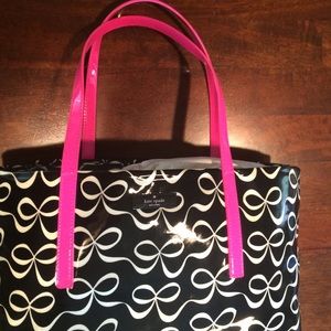 BRAND NEW Kate Spade Tote Black Pink w/White Bows