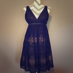 Black lace mini dress