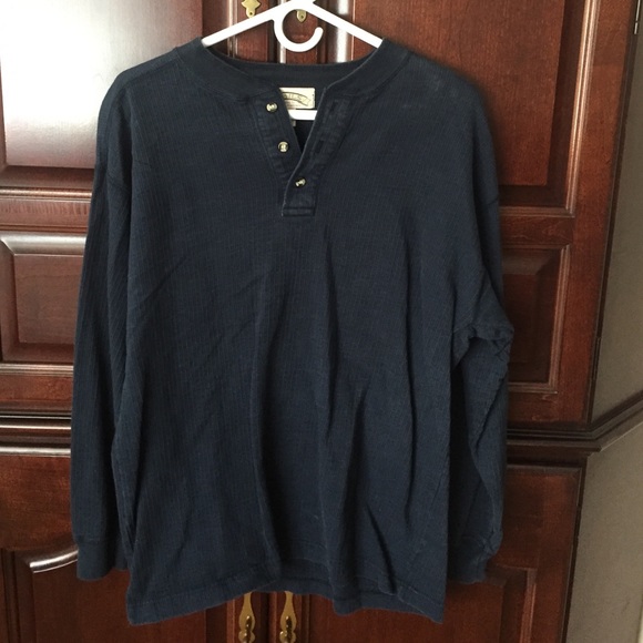 Navy long sleeve Henley shirt for men
