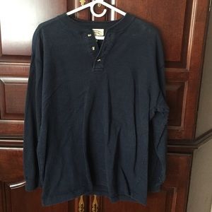 Navy long sleeve Henley shirt for men