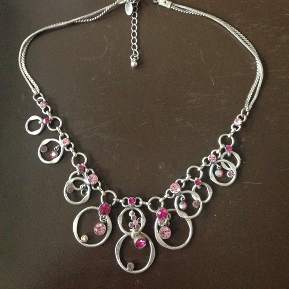 Lia Sophia silver and pink necklace