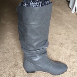 Grey pleather boots