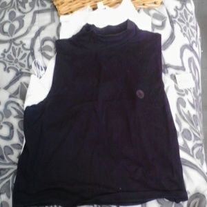 2 sleeveless mock turtle neck crop tops