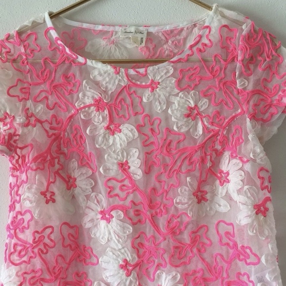 Anthropologie CHERRY BLOSSOM TOP Pink X-Small NWT! - Picture 3 of 4