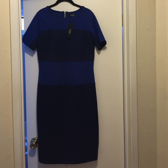 Blue color block dress