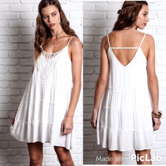 Dresses & Skirts - 💕 White Bohemian Cami Dress 💕S M L