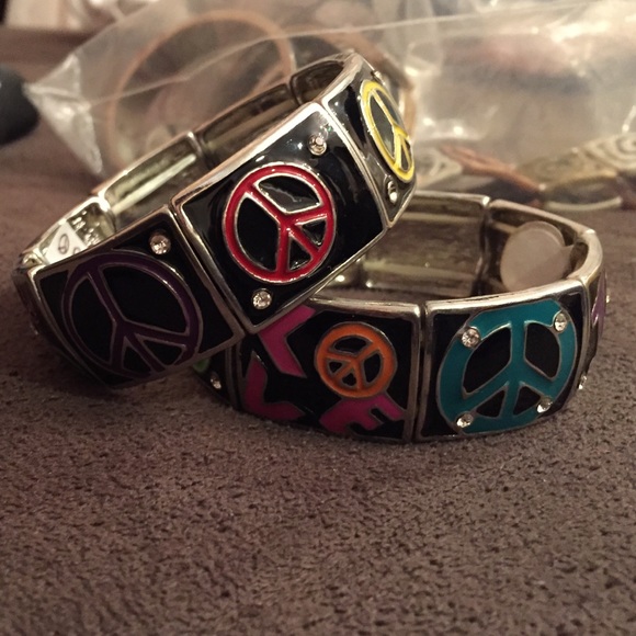 Colorful peace sign bracelets