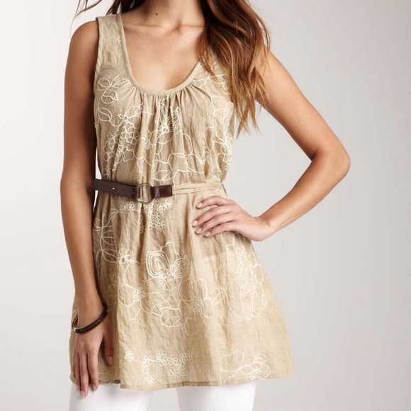 Embroidered linen top