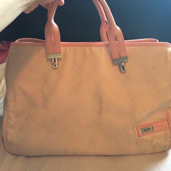 Tumi beige and pink tote