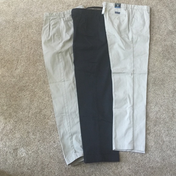 Khaki pants. Three pants.