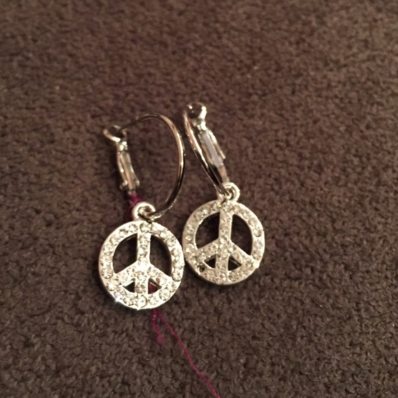 Silver peace sign earrings