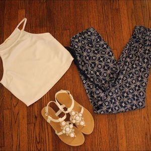 Blue Jogger Pants & White Crop Top Bundle