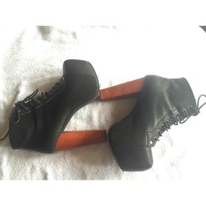 Jeffrey Campbell Black Leather Lita Boot