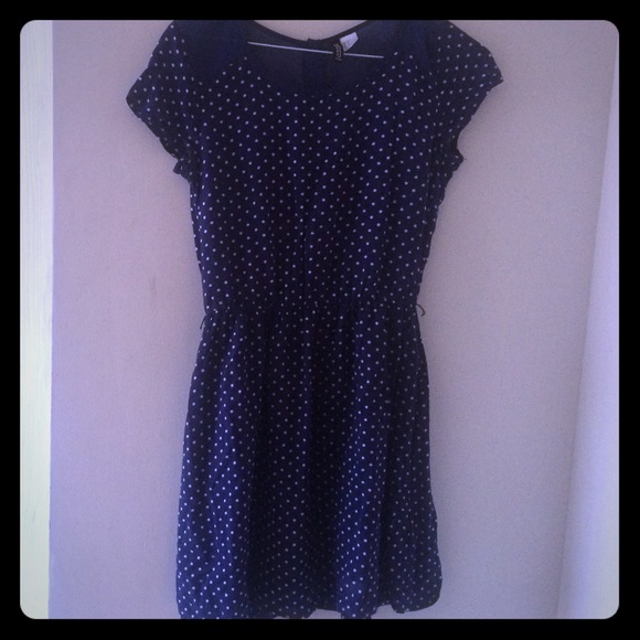 Mesh/cotton midi polka dotted dress