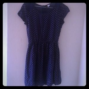 Mesh/cotton midi polka dotted dress