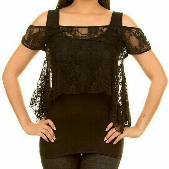 Clearance sale ivory off shoulder lace top blouse - Picture 2 of 3