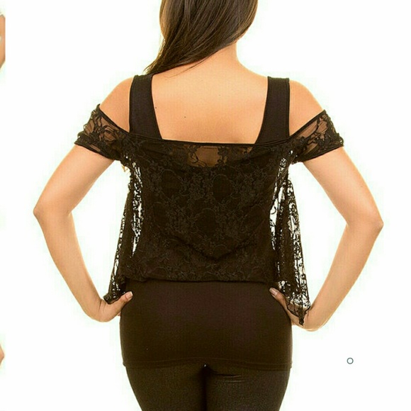 Clearance sale ivory off shoulder lace top blouse - Picture 3 of 3