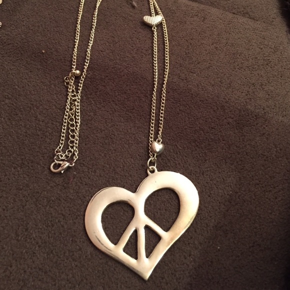 Peace sign heart necklace