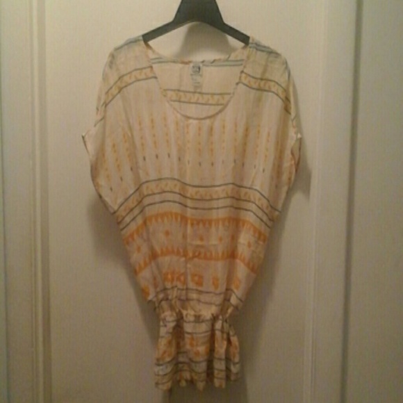 LUCKY BRAND WOMENS L CINCH WAIST 100% SILK TOP