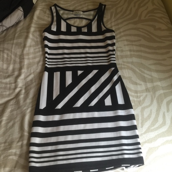 Black and white stripped club dress
