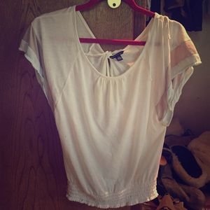 White boho open back top from AEO