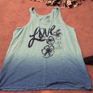 Life is good ombré blue sleeveless tee