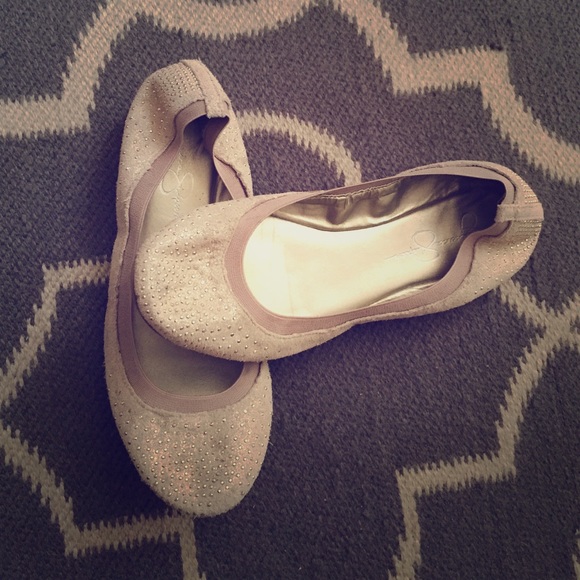 Cream sparkly ballet flats