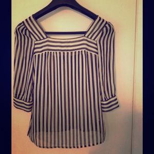 Striped button back blouse