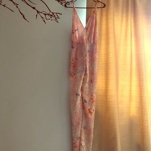 Floral open back long romper