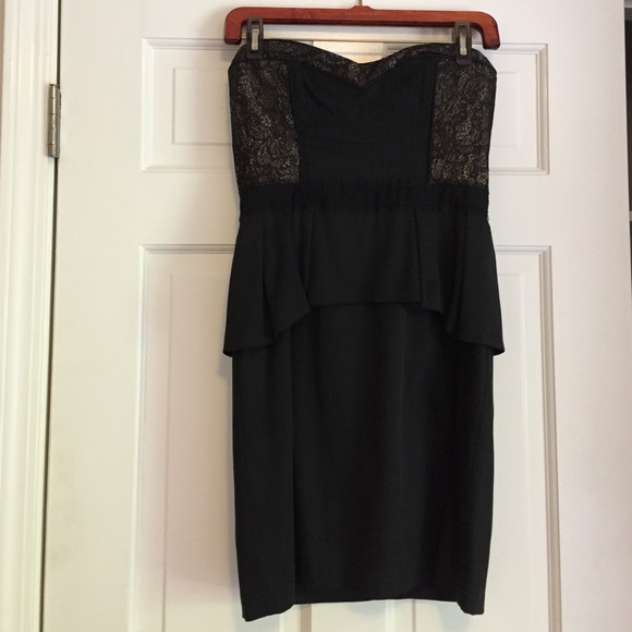 BCBG black and gold peplum dress