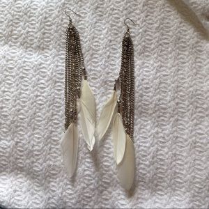 Feather drop earrings