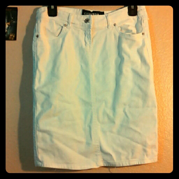 White denim pencil skirt